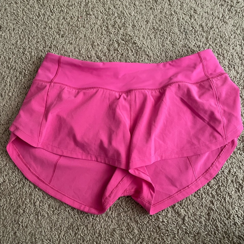 sonic pink lululemon speed up shorts